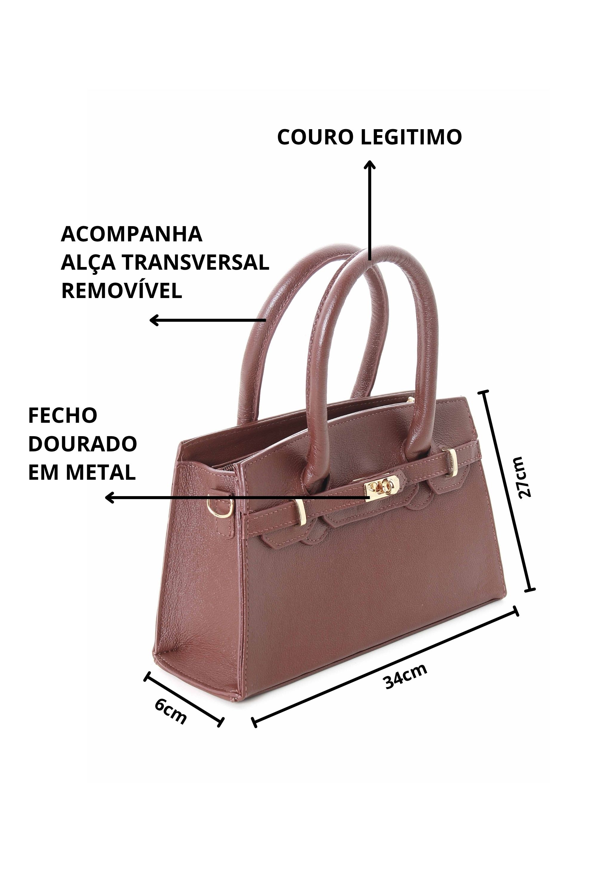 BOLSA EM COURO COM FECHO DOURADO 10250112