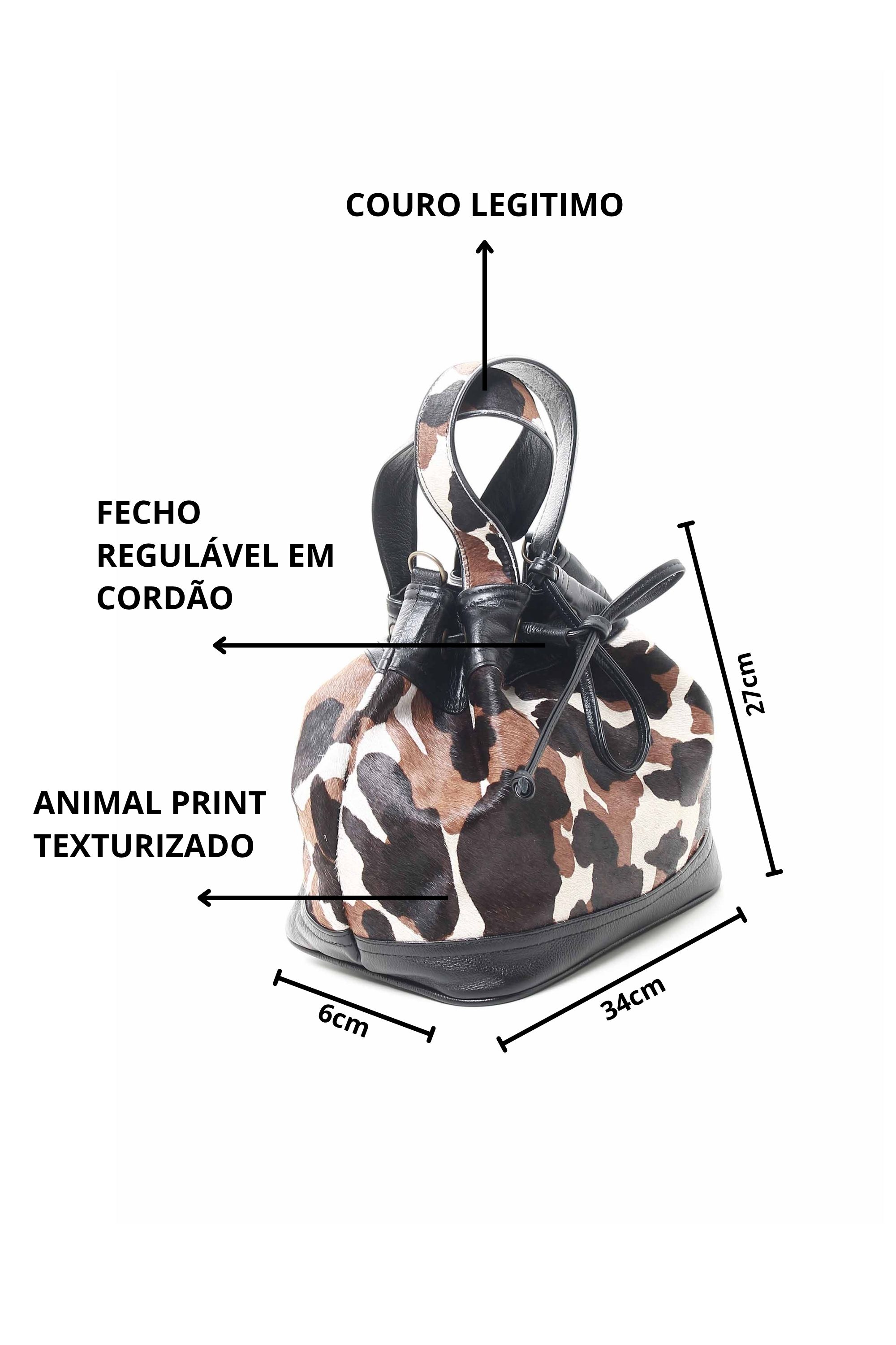 BOLSA SACO EM COURO ANIMAL PRINT 10450296
