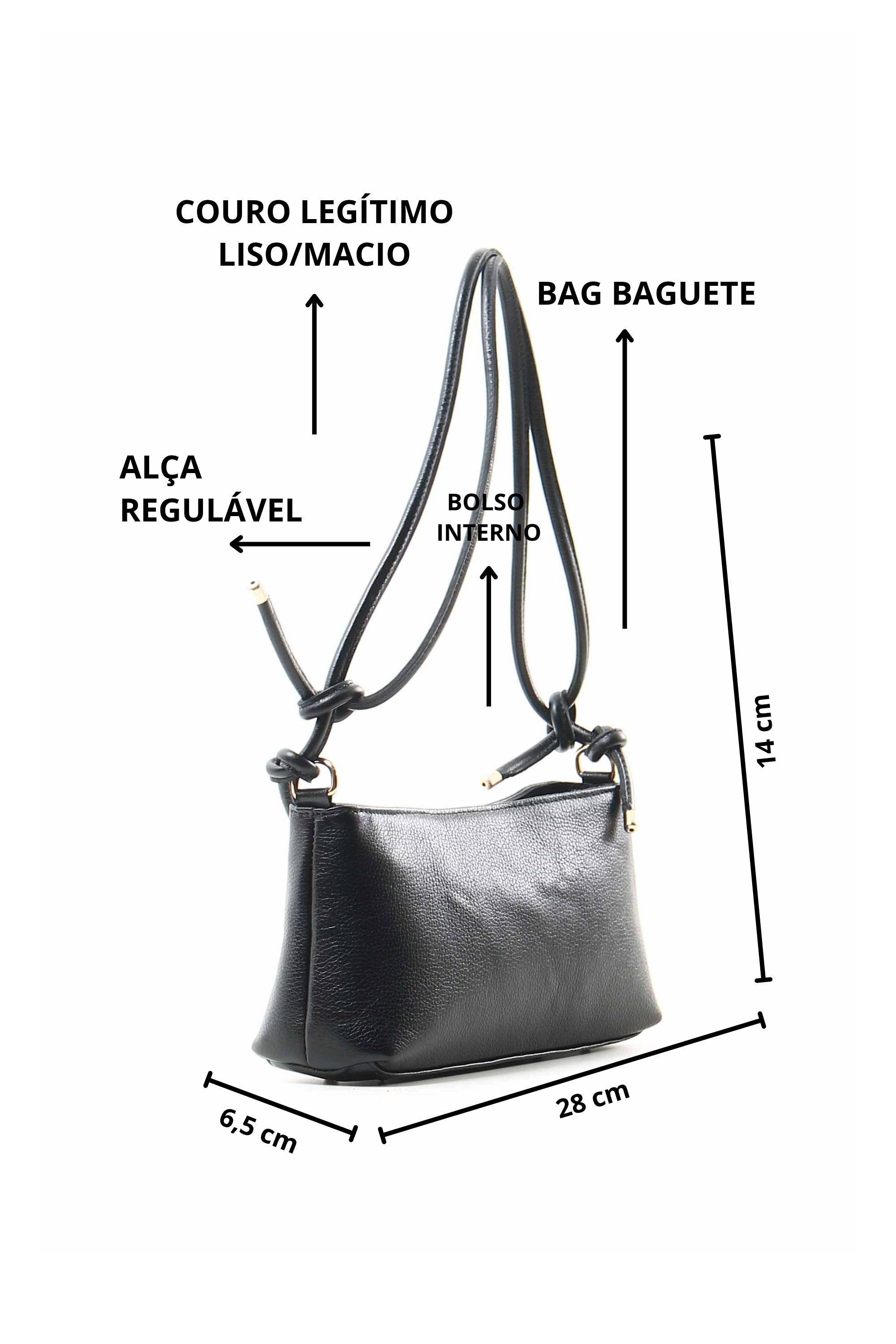 BOLSA BAGUETE EM COURO LISA 10650188