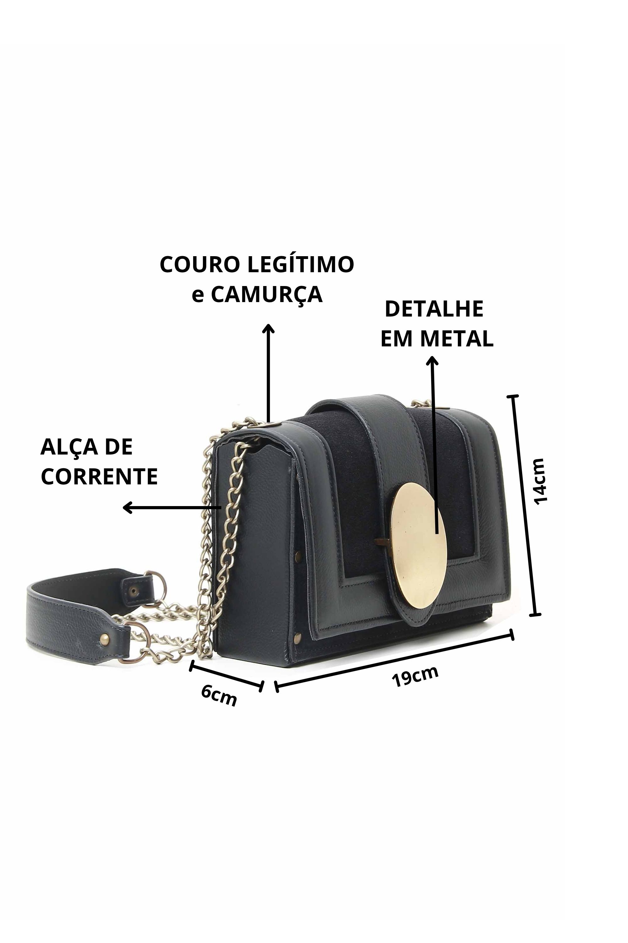BOLSA TRANSVERSAL EM COURO COM PARTE CAMURÇA 10650147