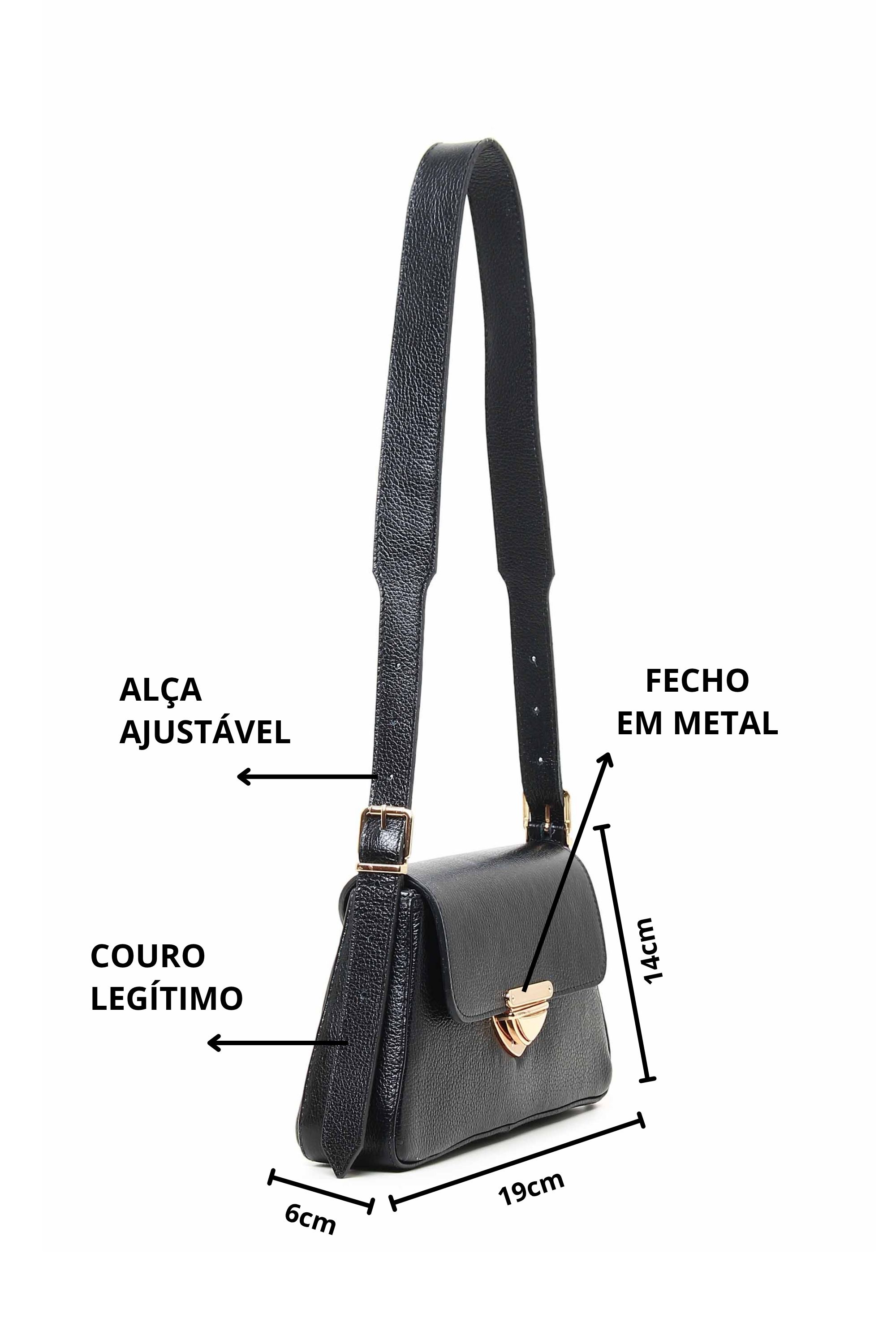 BOLSA EM COURO COM FECHO DOURADO 10650198