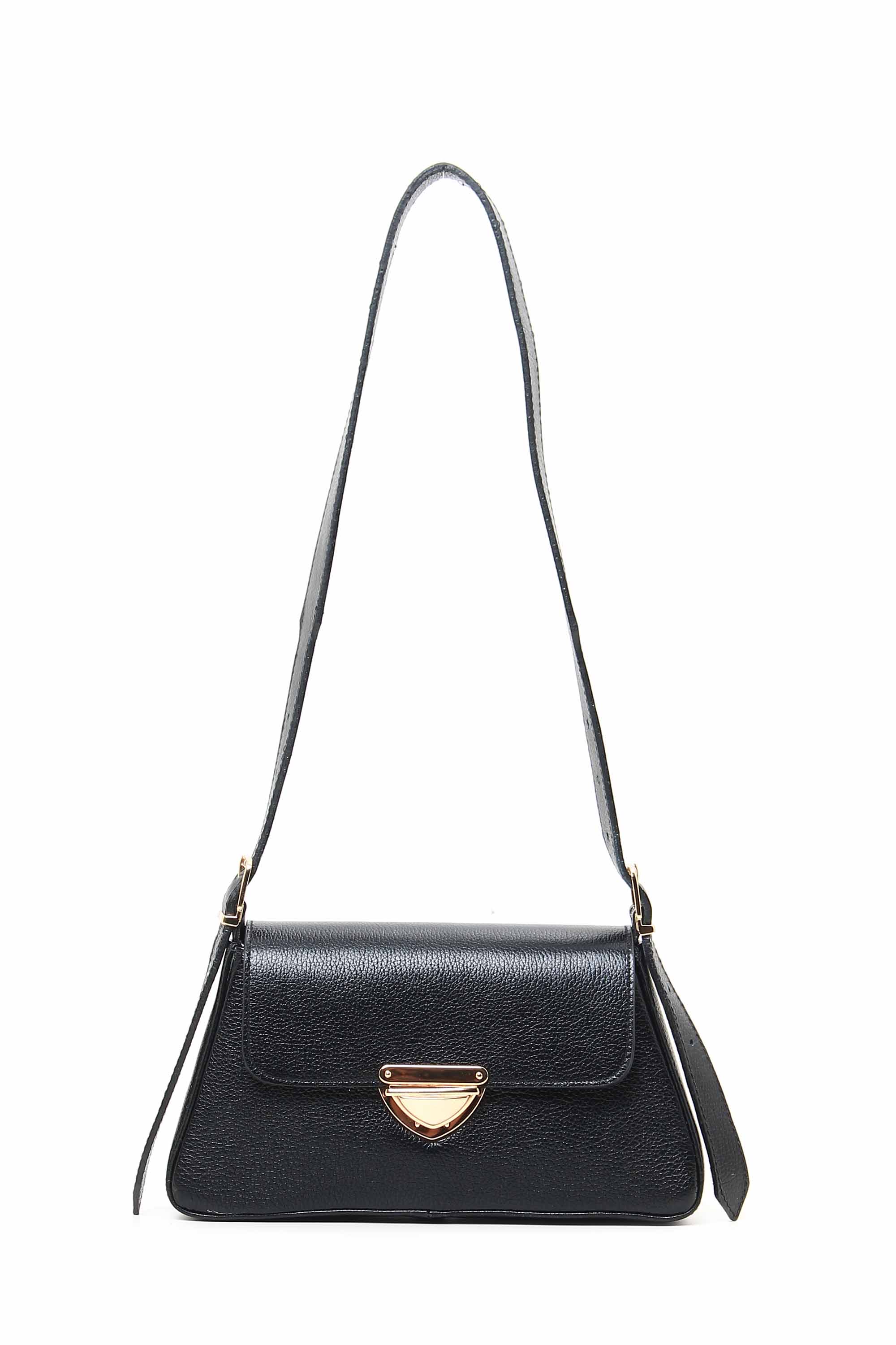 BOLSA EM COURO COM FECHO DOURADO 10650198