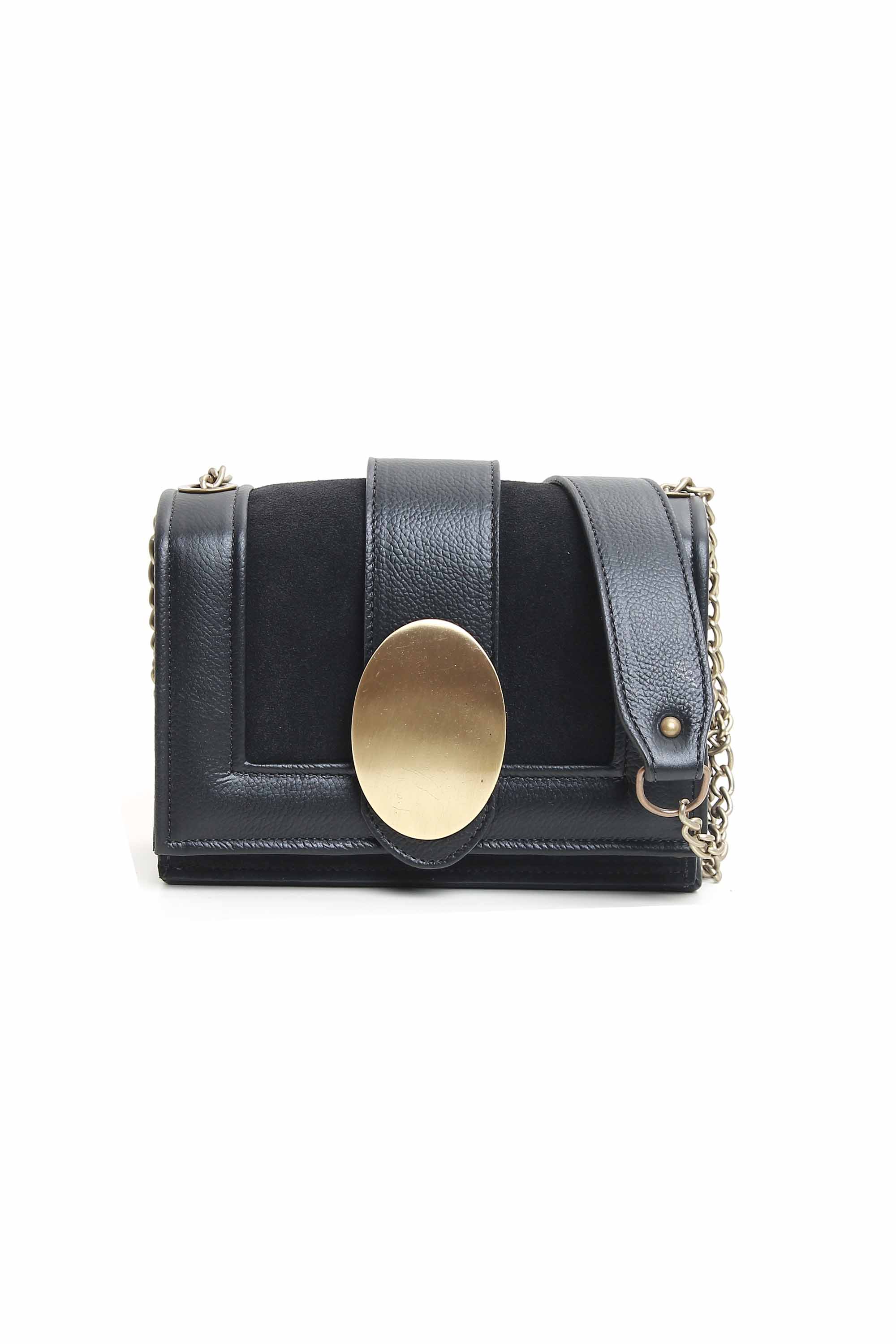 BOLSA TRANSVERSAL EM COURO COM PARTE CAMURÇA 10650147