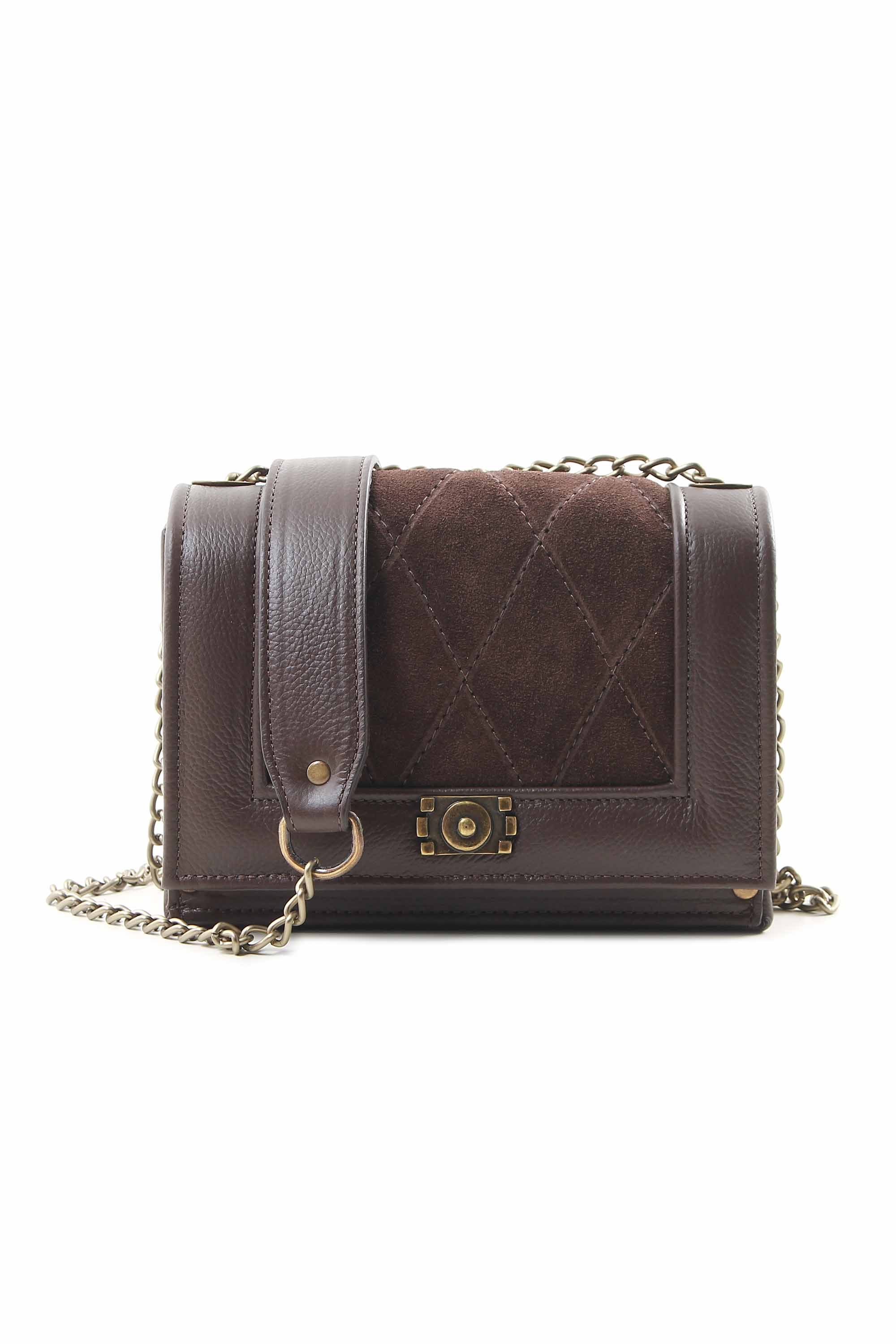 BOLSA BAÚ EM COURO MATELASSÊ 10750149